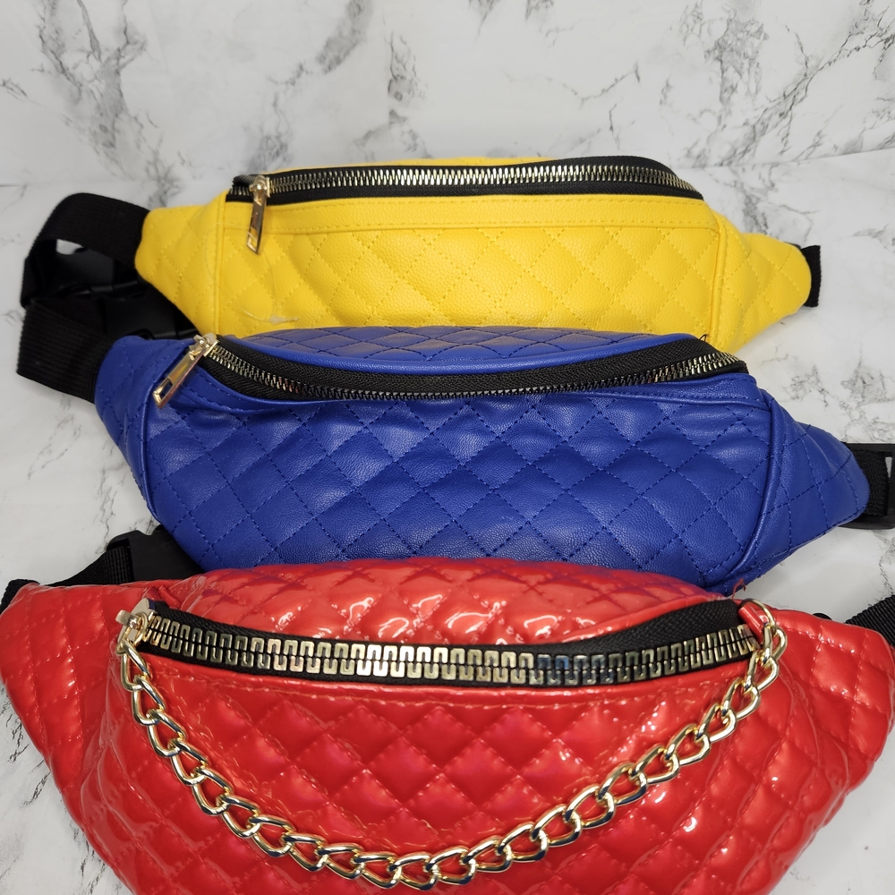 3 Faux Leather Quilted Funny Packs.